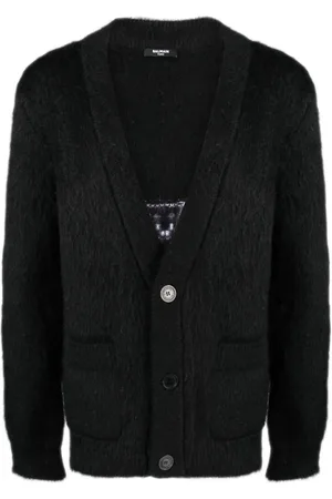 Balmain Cardigan à logo en intarsia