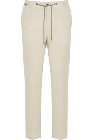 corneliani Pantalon en lin à lien de resserrage