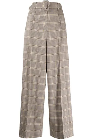 Rokh Pantalon ceinturé à motif pied-de-poule