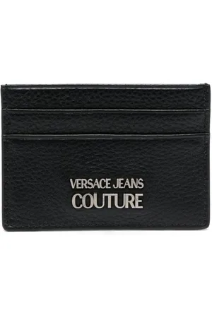 VERSACE Porte-cartes en cuir à plaque logo