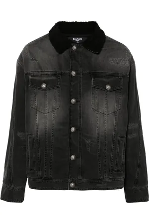 Balmain Veste en jean à doublure lainée