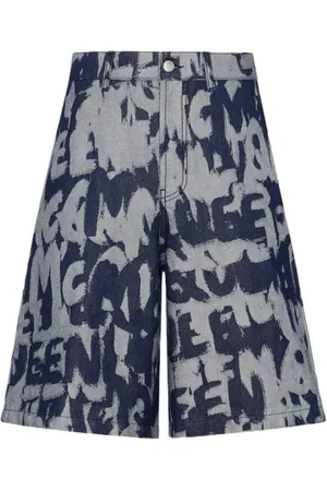 Alexander McQueen Short en jean à imprimé graffiti
