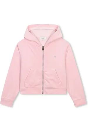 Sonia Rykiel Enfant Hoodie en velours à logo strassé