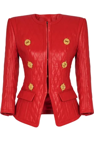 Balmain Veste en cuir à design matelassé
