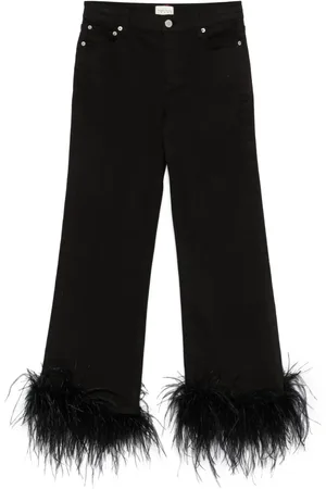 ALICE+OLIVIA Jean à détails de plumes
