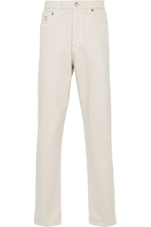 Brunello Cucinelli Jean cigarette à taille mi-haute