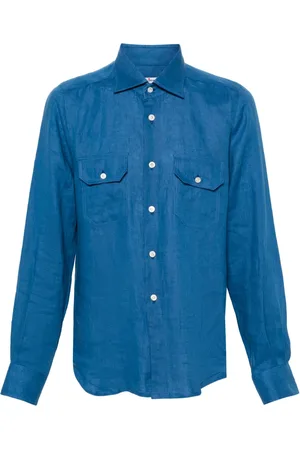 Kiton Chemise en lin à col classique