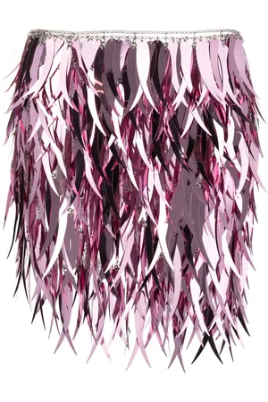 Paco rabanne Minijupe à plumes métallisées