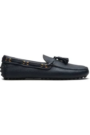 CAR SHOE Chaussures bateau en cuir à détail de pompon