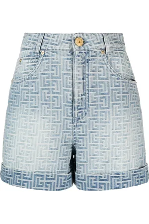Balmain Short en jean à motif monogrammé