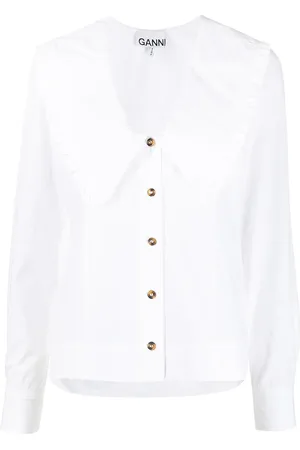 Ganni Blouse à col volanté oversize