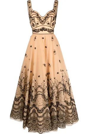 Saiid Kobeisy Robe sans manches à fleurs brodées