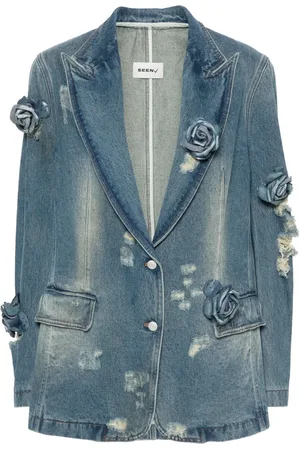 Seen Users Blazer en jean Rose à simple boutonnage