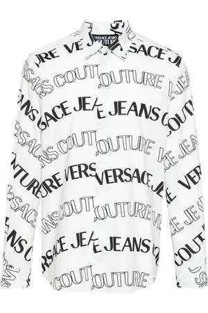 VERSACE Chemise en coton à logo imprimé
