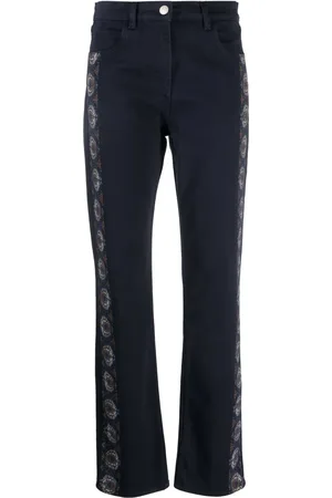 Etro Jean droit bandes fleuries