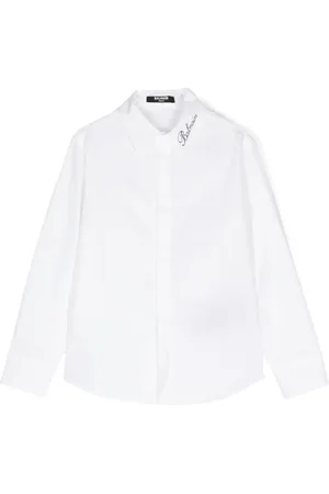Balmain Chemise en coton à logo appliqué