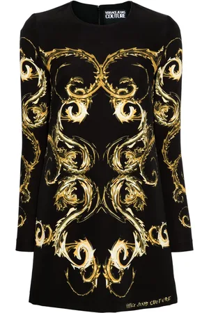 VERSACE Robe courte à imprimé Chromo Couture