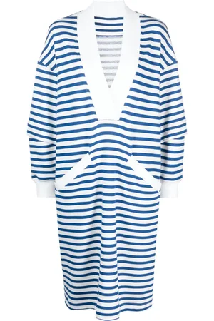 Ioana Ciolacu Robe mi-longue rayée à col v