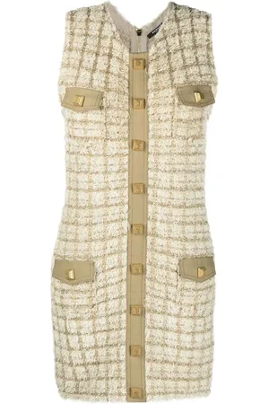 Balmain Robe en tweed à design sans manches