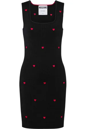 Moschino Robe courte en maille à cœurs brodés