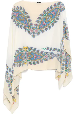 Etro Poncho en soie à imprimé cachemire