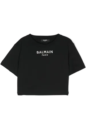 Balmain T-shirt crop à logo brodé