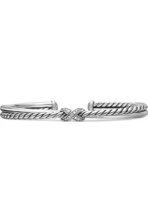 David Yurman Bracelet Petite X Center Station en sterling pavé de diamants (5,2 mm)