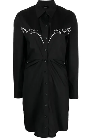 Pinko Robe-chemise en coton à broderies
