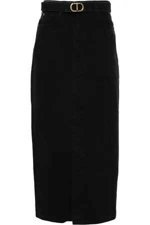 Twin-Set Jupe mi-longue en jean à taille ceinturée