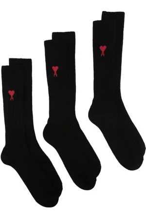 Ami Lot de trois paires de chaussettes à logo intarsia