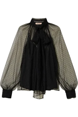 Twin-Set Blouse en tulle à col noué