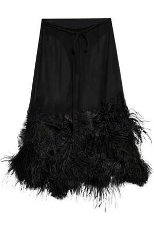 The Attico Jupe mi-longue ornée de plumes