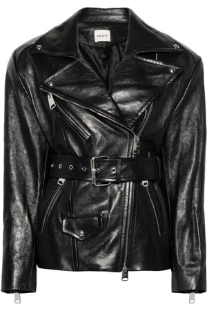 Khaite Veste en cuir Fabbie à taille ceinturée