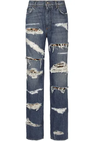 Dolce & Gabbana Jean droit à effet usé