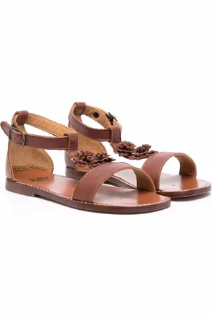 PèPè Sandales en cuir à détails de fleurs