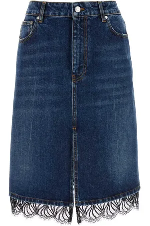 Stella McCartney Minijupe en jean à détails de dentelle