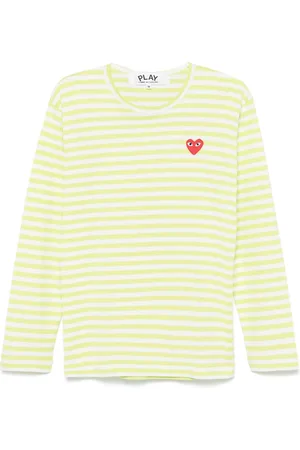 Comme des Garçons T-shirt rayé en coton à logo appliqué