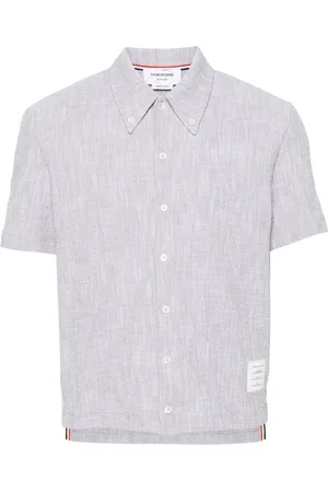 Thom Browne Chemise en tweed à bande tricolore
