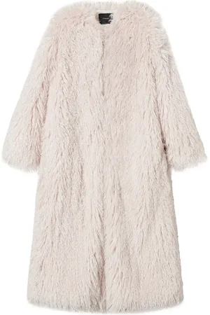 Twin-Set Manteau en fourrure artificielle à coupe longue