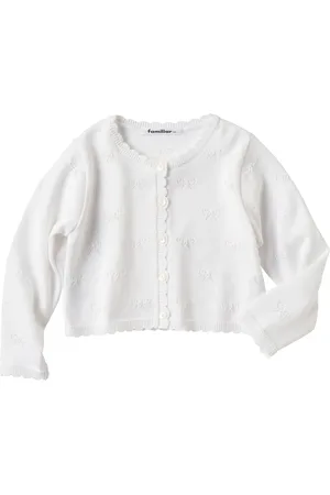 Familiar Cardigan en maille pointelle à bords festonnés