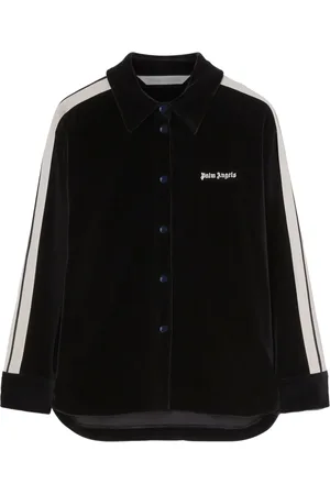 Palm Angels Chemise de sport en velours à logo brodé