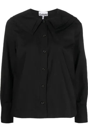 Ganni Chemise en coton à plastron contrastant