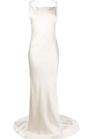 Maison Margiela Robe longue en satin à design à une épaule