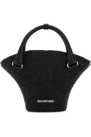 Balenciaga Mini sac cabas en raphia à design tressé