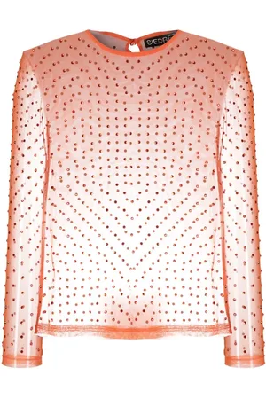 SIEDRES Blouse transparente à ornements en cristal