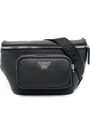 Emporio Armani Sac cabas en cuir à plaque logo