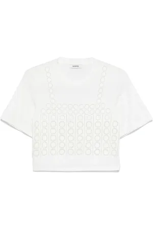 Sandro T-shirt crop à détails de perles