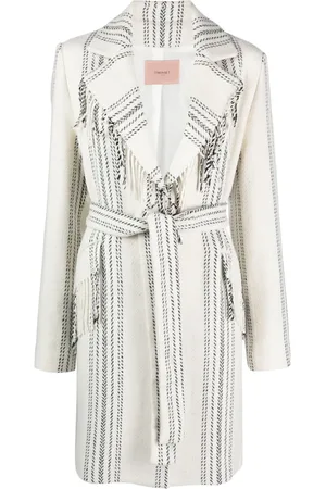 Twin-Set Manteau frangé à design ouvert devant