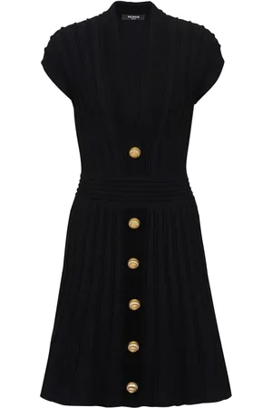 Balmain Robe courte en velours à boutonnière
