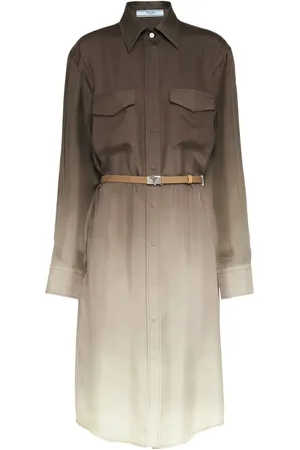 Prada Robe-chemise en soie à effet dégradé